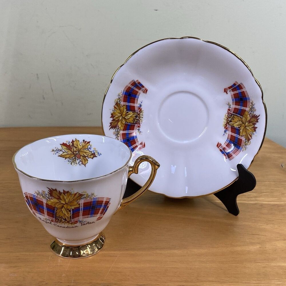 Vintage Windsor Bone China Royal Canadian Tartan Teacup & Saucer Made in England